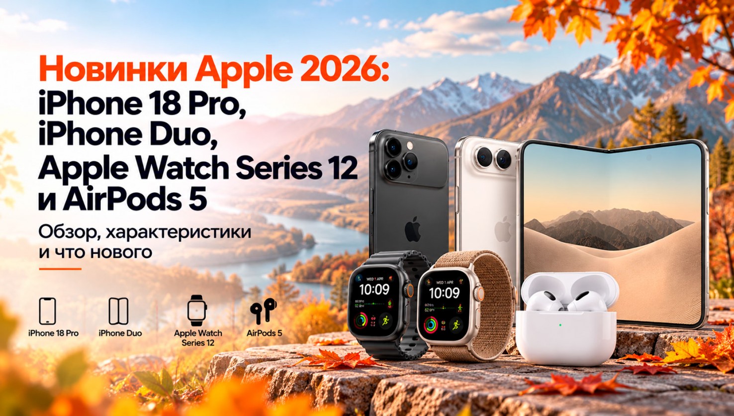 Новинки Apple 2026: iPhone 18 Pro, iPhone Duo, Apple Watch Series 12 и AirPods 5